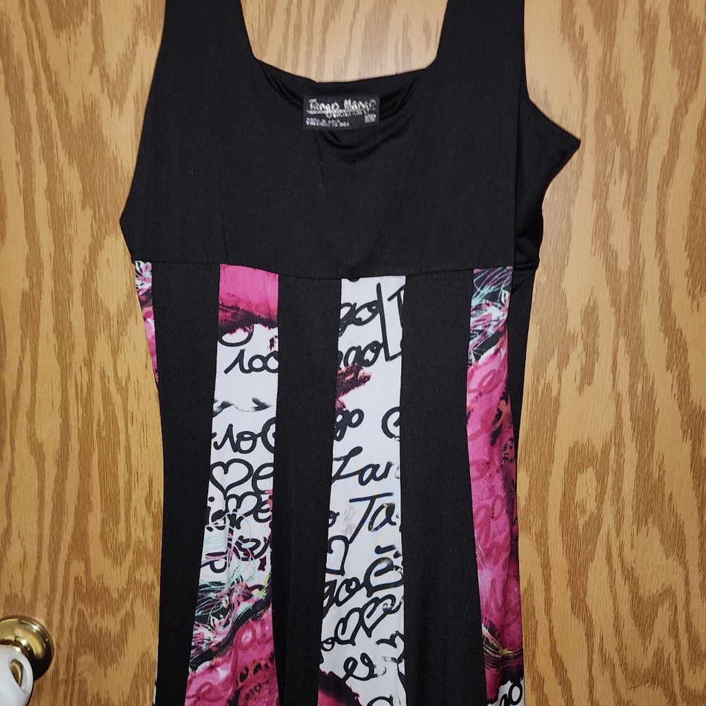 Black and Pink Midi Dress